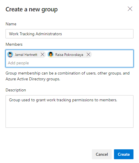 Security group dialog, Add a security group at the organization-level