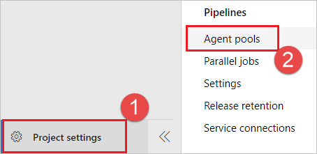 Navigate to your project and choose Project settings, Agent pools.