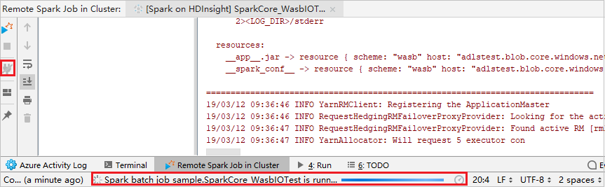 Intellij Debug Remote Spark Job Remote run result.