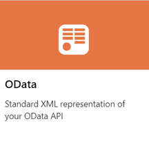 포털의 OData 설명에서 API를 만드는 스크린샷.
