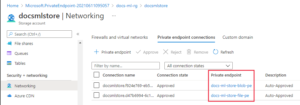 Screenshot of endpoints to select