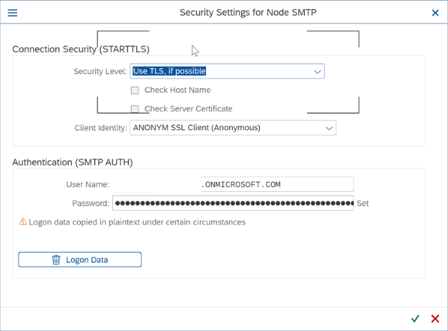 SMTP security config