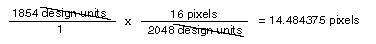 Formula showing the conversion from design units to pixels