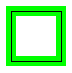 녹색 강조 표시가 있는 검은색 실선으로 그린 ​​사각형.