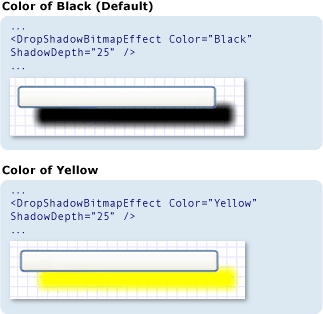스크린 샷: 그림자 색 속성 값 비교