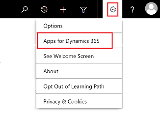 Dynamics 365 앱용 앱 선택.