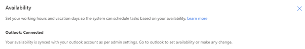 Outlook 메시지를 통해 작업 가능 여부를 구성합니다.
