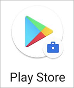 서류 가방 배지가 있는 Google Play 스토어 아이콘의 스크린샷.