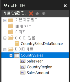Screenshot of the Datasets in the Report Data pane.