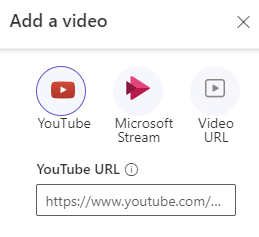 URL이 미리 채워진 비디오 추가 메뉴.
