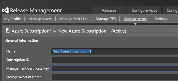 Enter the details of your Azure subscription and a storage account that you want to use