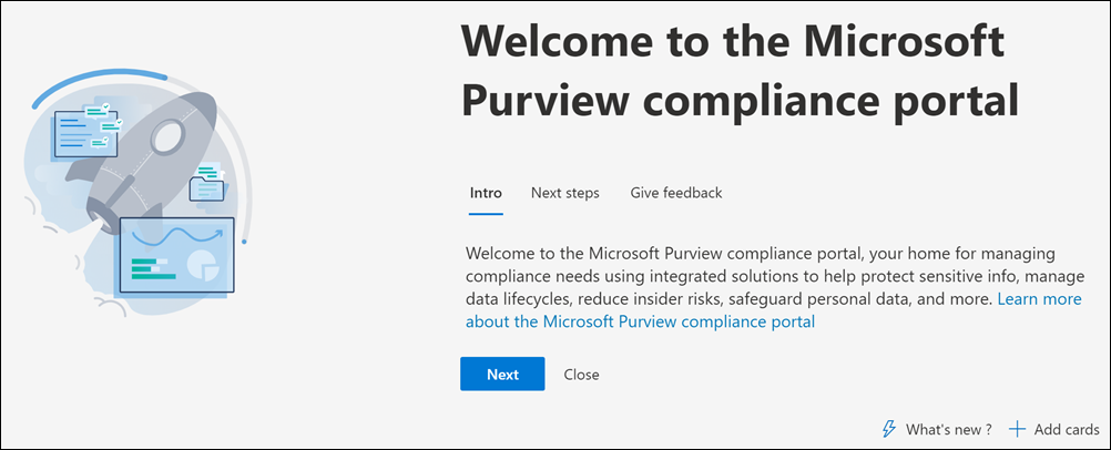 Microsoft Purview 규정 준수 포털 소개.
