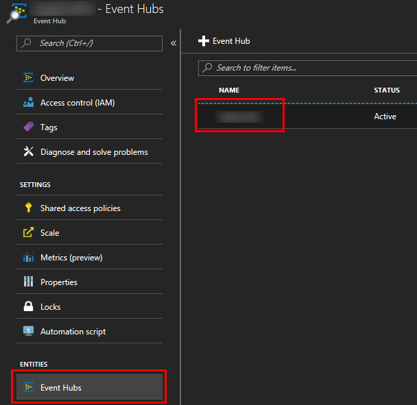 Creating an Event Hub in Azure Portal
