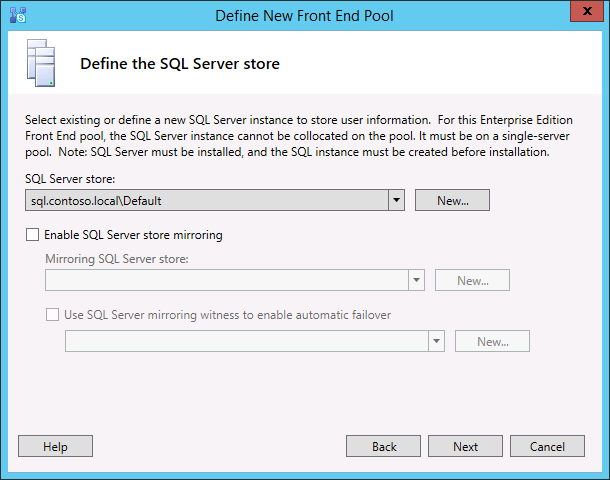 SQL Server 저장소를 만듭니다.