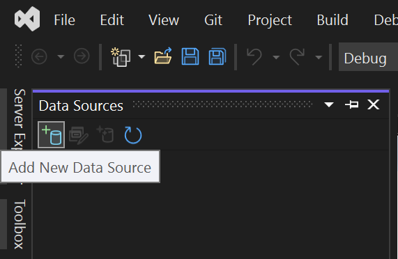 Visual Studio에서 새 데이터 원본 추가