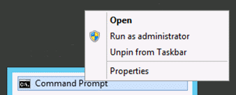 Screenshot that shows the Run as administrator menu option.