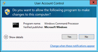 Screenshot that shows the User Access Control dialog box.