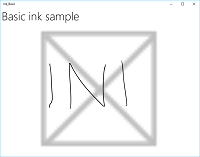 Screenshot of the InkCanvas with one stroke erased.