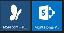 MSN 및 SharePoint 사이트의 타일입니다.