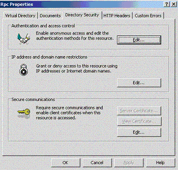 Screenshot showing the RPC Properties dialog box.