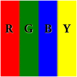 빨간색, 녹색, 파란색 및 노란색의 세로 줄무늬 그림