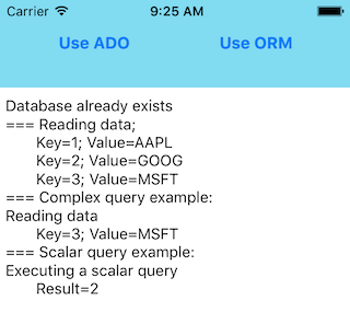 iOS ADO.NET sample