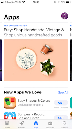 New app store layout