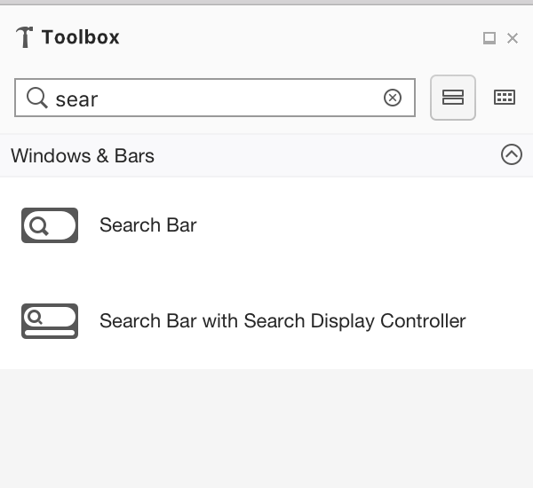 Search bar controls in designer
