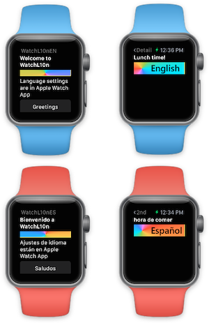 지역화된 콘텐츠를 표시하는 Apple Watch