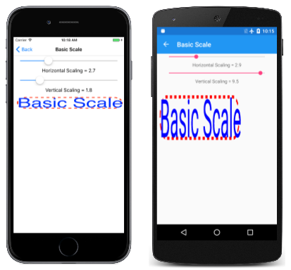 Triple screenshot of the Basic Scale page