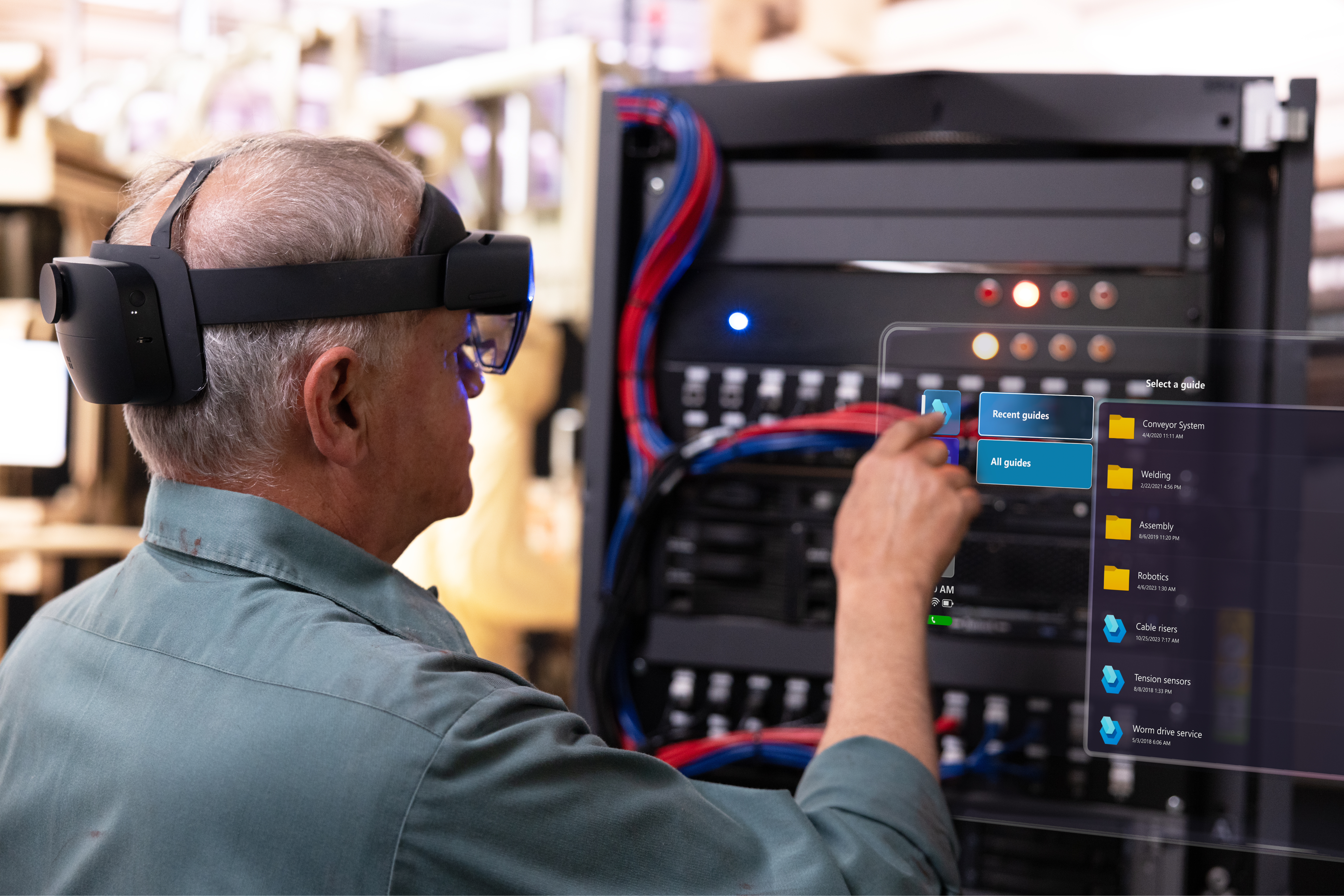 Photo of a person operating a guide in the HoloLens app.