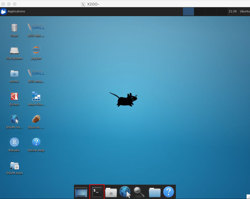 Screenshot of the Ubuntu desktop with the terminal highlighted.
