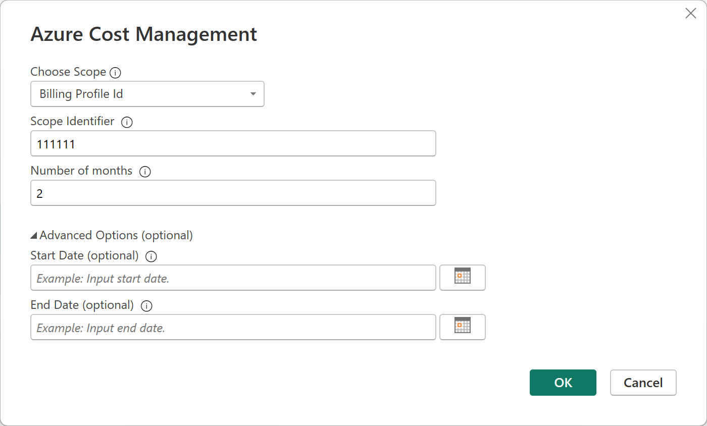 Screenshot showing selecting the Billing Profile ID for a Microsoft Customer Agreement.