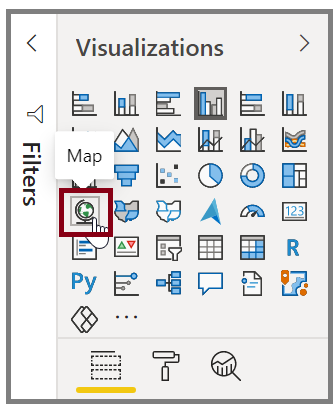 Image of the Map button on the Visualizations pane.