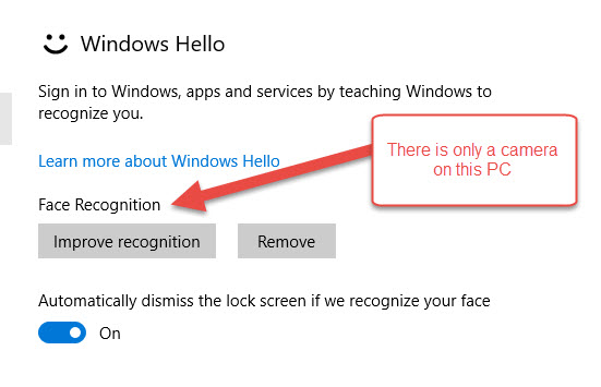 Screenshot of Windows Hello.