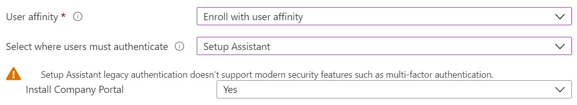 In the Endpoint Manager admin center and Microsoft Intune, enroll iOS/iPadOS devices using Apple Configurator. Select enroll with user affinity, use Setup Assistant for authentication, and install the Company Portal app.