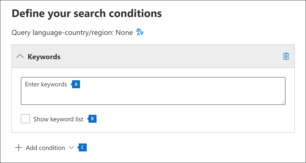 Configure the search query.