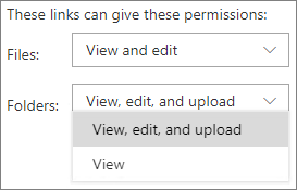 Screenshot of SharePoint organization-level Anyone link permissions settings.