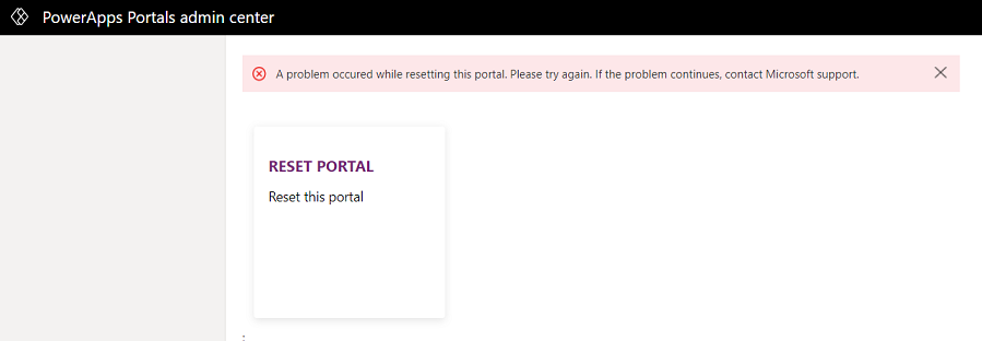 Klaida pakartotinio portalo nustatymo metu.