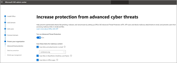 Screenshot of Increase protection page.