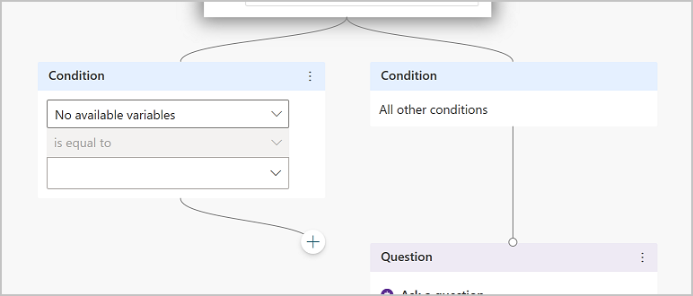 Screenshot that shows two condition nodes where you can choose a variable.
