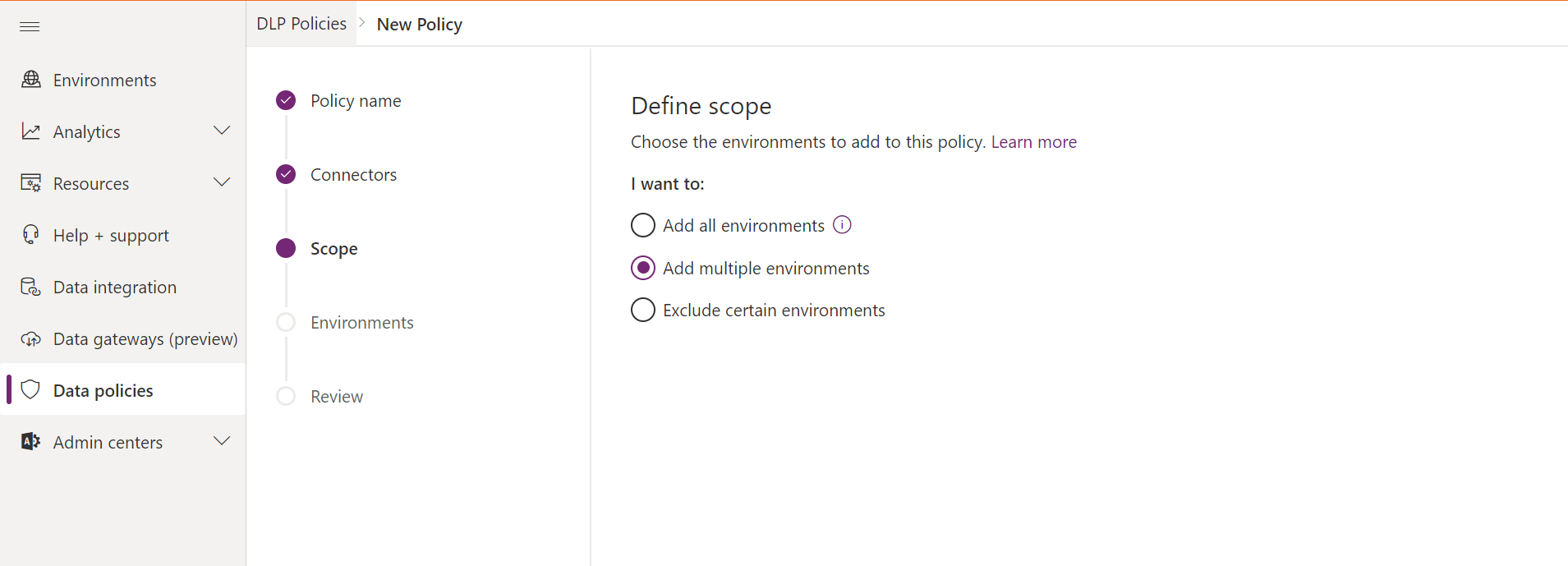 Image of the new policy page.