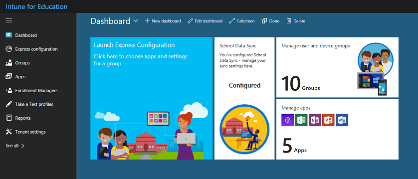 Intune for Education dashboard.
