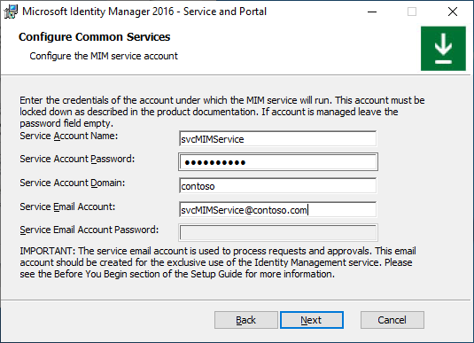 Configure the MIM service account image - option A