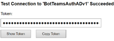 The screenshot shows how to add Teams app auth connection string adv1.