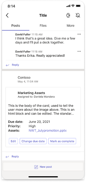 Example shows the user looking at the bot's proactive message on mobile.