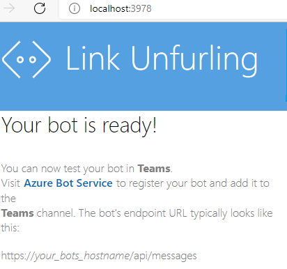 Screenshot showing the webpage saying bot is ready.