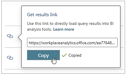Copy OData link from query results.