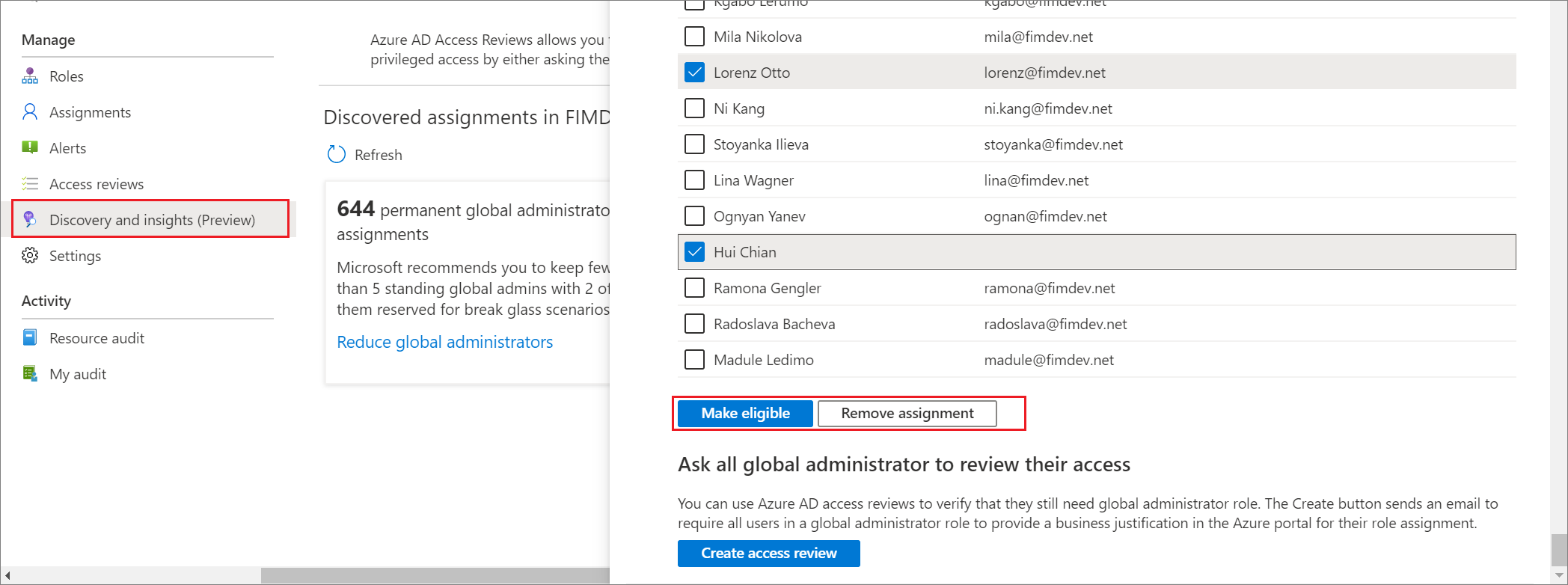 Screenshot showing how to convert members to eligible page with options to select members you want to make eligible for roles.