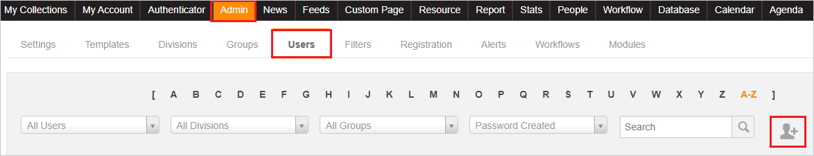 Screenshot shows the Users icon selected in the Users tab.